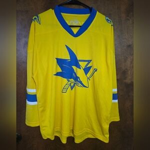 San Jose Sharks x Golden State Warriors Mashup Collab Hockey Jersey NHL Medium